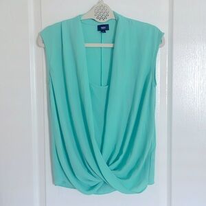 Mossimo Seafoam Green Draped Front Sleeveless Blouse